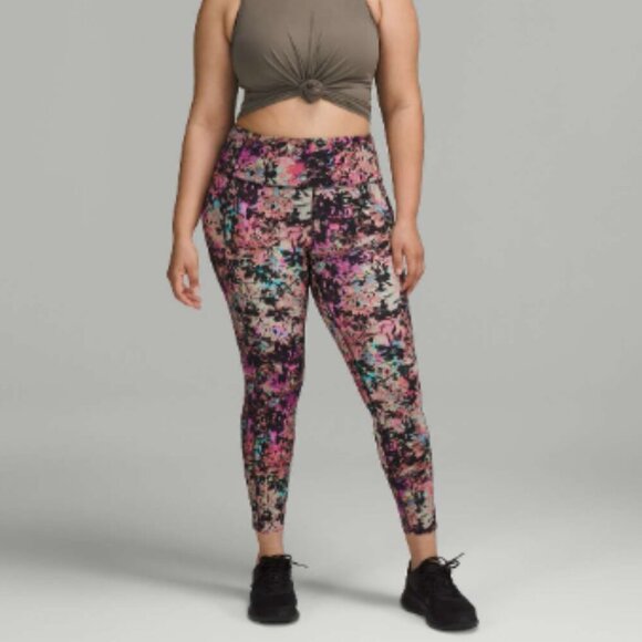 Lululemon Fast and Free High-Rise Tight 25" Stencil Blossom Red Multi Size 6 - Picture 13 of 13